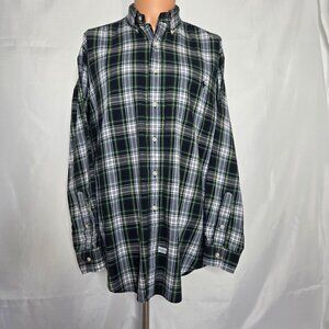 Ralph Lauren Shirt Men's Medium Blue Plaid The Big Shirt Long Sleeve Button Down